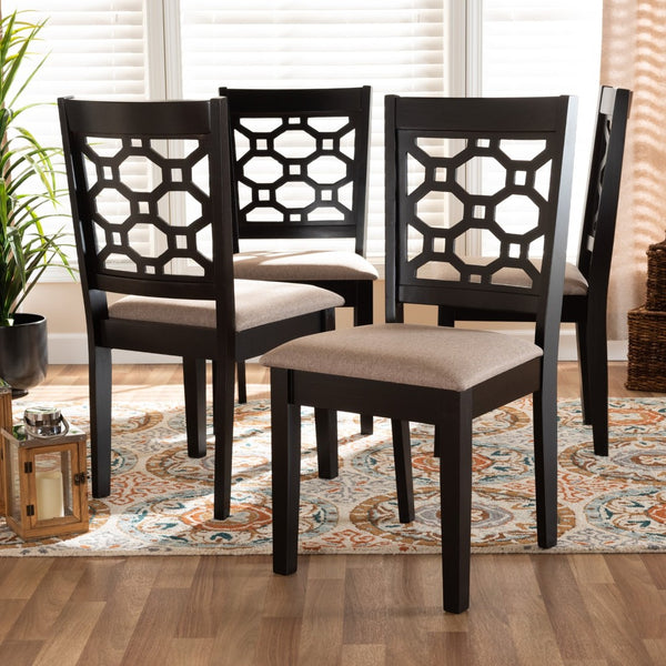 Baxton Studio Baxton Studio Peter 4-Piece Dining Chair Set - Contemporary Comfort with Stylish Cut-Out Detail Sand RH335C-Sand/Dark Brown-DC-4PK
