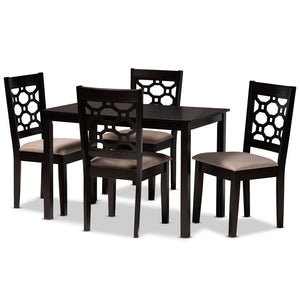 Baxton Studio Baxton Studio Henry 5-Piece Dining Set: Modern Sand Upholstered Chairs & Dark Brown Wood Table RH335C-Sand/Dark Brown-5PC Dining Set
