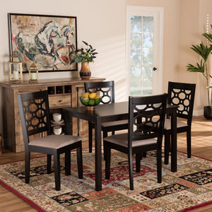 Baxton Studio Baxton Studio Henry 5-Piece Dining Set: Modern Sand Upholstered Chairs & Dark Brown Wood Table RH335C-Sand/Dark Brown-5PC Dining Set