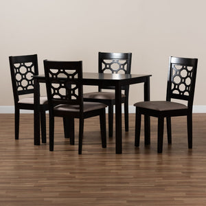 Baxton Studio Baxton Studio Henry 5-Piece Dining Set: Modern Sand Upholstered Chairs & Dark Brown Wood Table RH335C-Sand/Dark Brown-5PC Dining Set