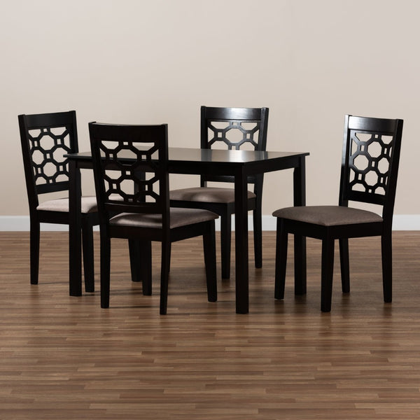 Baxton Studio Baxton Studio Henry 5-Piece Dining Set: Modern Sand Upholstered Chairs & Dark Brown Wood Table RH335C-Sand/Dark Brown-5PC Dining Set
