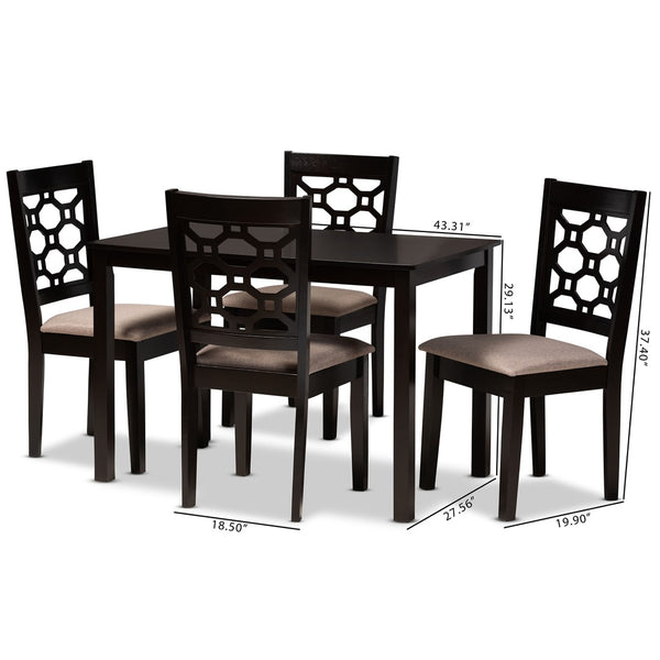 Baxton Studio Baxton Studio Henry 5-Piece Dining Set: Modern Sand Upholstered Chairs & Dark Brown Wood Table RH335C-Sand/Dark Brown-5PC Dining Set