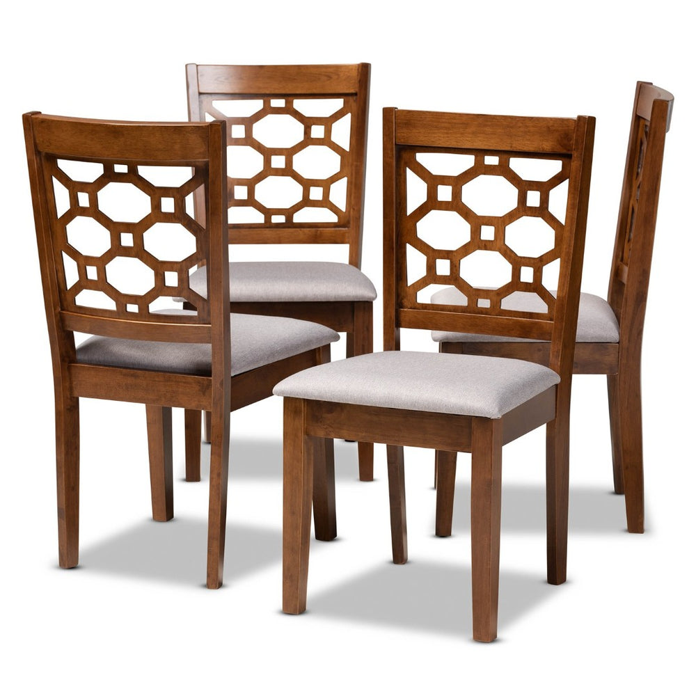 Baxton Studio Baxton Studio Peter 4-Piece Dining Chair Set in Grey Fabric & Walnut Brown Wood - Modern Elegance! RH335C-Grey/Walnut-DC-4PK