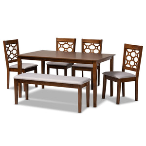 Baxton Studio Baxton Studio Gabriel 6-Piece Modern Dining Set with Grey Upholstery & Walnut Brown Finish, Stylish Comfort RH335C-Grey/Walnut-6PC Dining Set