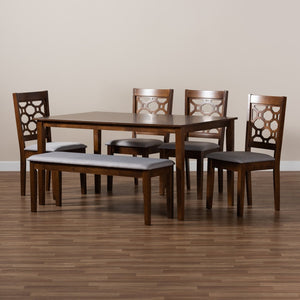 Baxton Studio Baxton Studio Gabriel 6-Piece Modern Dining Set with Grey Upholstery & Walnut Brown Finish, Stylish Comfort RH335C-Grey/Walnut-6PC Dining Set