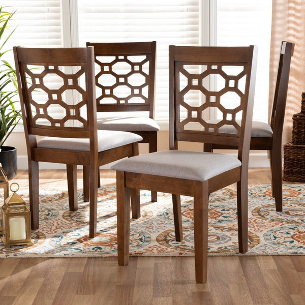 Baxton Studio Baxton Studio Peter 4-Piece Dining Chair Set in Grey Fabric & Walnut Brown Wood - Modern Elegance! RH335C-Grey/Walnut-DC-4PK