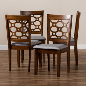 Baxton Studio Baxton Studio Peter 4-Piece Dining Chair Set in Grey Fabric & Walnut Brown Wood - Modern Elegance! RH335C-Grey/Walnut-DC-4PK