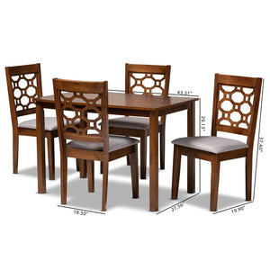 Baxton Studio Baxton Henry Modern 5-Piece Dining Set - Grey Upholstered Chairs & Walnut Brown Table for Stylish Dining RH335C-Grey/Walnut-5PC Dining Set
