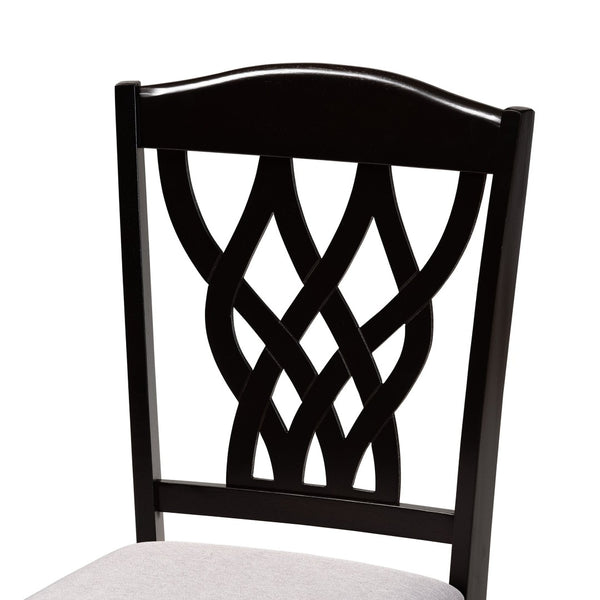 Baxton Studio Baxton Studio Salem 7-Piece Dining Set - Modern Grey Upholstered Chairs & Dark Brown Table for Style RH1017C-Grey/Dark Brown-7PC Dining Set
