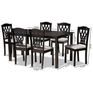 Baxton Studio Baxton Studio Salem 7-Piece Dining Set - Modern Grey Upholstered Chairs & Dark Brown Table for Style RH1017C-Grey/Dark Brown-7PC Dining Set