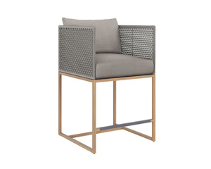 Sunpan Crete Outdoor Counter Stool Teak and Rope Weave Design for Kitchen or Patio 109529