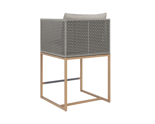 Sunpan Crete Outdoor Counter Stool Teak and Rope Weave Design for Kitchen or Patio 109529