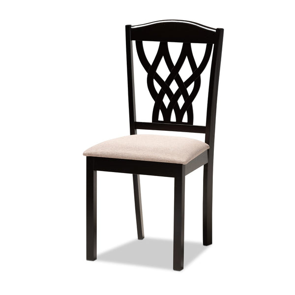 Baxton Studio Baxton Studio Salem 7-Piece Dining Set: Modern Sand Upholstered Chairs & Dark Brown Wood Table RH1017C-Sand/Dark Brown-7PC Dining Set