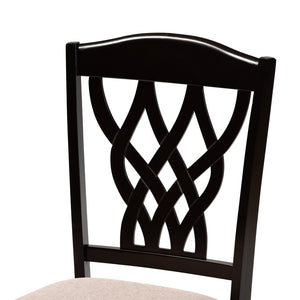 Baxton Studio Baxton Studio Salem 7-Piece Dining Set: Modern Sand Upholstered Chairs & Dark Brown Wood Table RH1017C-Sand/Dark Brown-7PC Dining Set