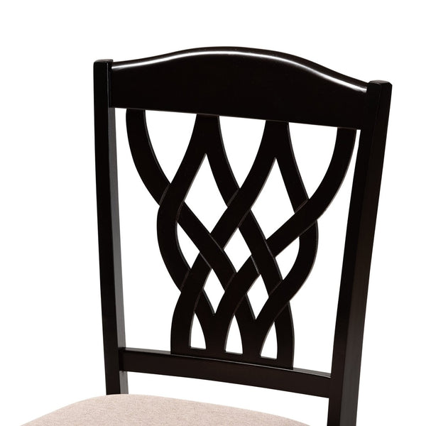 Baxton Studio Baxton Studio Salem 7-Piece Dining Set: Modern Sand Upholstered Chairs & Dark Brown Wood Table RH1017C-Sand/Dark Brown-7PC Dining Set