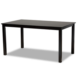 Baxton Studio Baxton Dallas 7-Piece Dining Set: Modern Dark Brown Wood Table & Upholstered Chairs for Comfort RH1019C-Sand/Dark Brown-7PC Dining Set