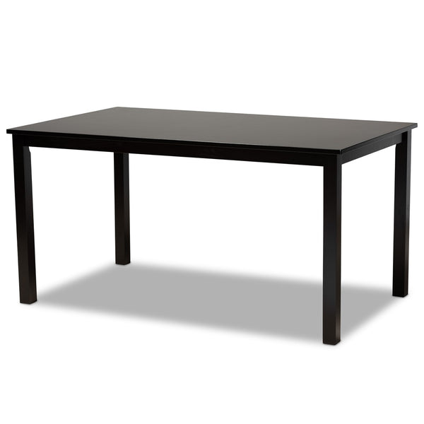 Baxton Studio Baxton Dallas 7-Piece Dining Set: Modern Dark Brown Wood Table & Upholstered Chairs for Comfort RH1019C-Sand/Dark Brown-7PC Dining Set