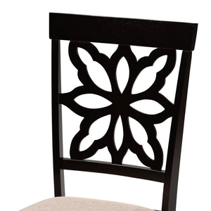 Baxton Studio Baxton Samwell Modern 2-Piece Dining Chair Set with Sand Fabric Upholstery & Dark Brown Finish RH1019C-Sand/Dark Brown-DC-2PK