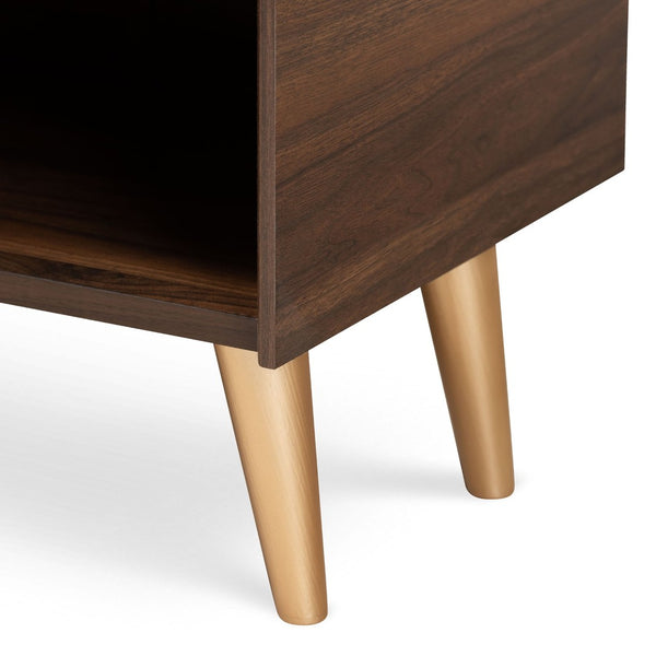 Baxton Studio Baxton Studio Mid-Century Modern Shoe Storage Cabinet in Walnut Brown with Gold Legs for Entryways LV10SC10151WI-Columbia/Gold-Shoe Cabinet