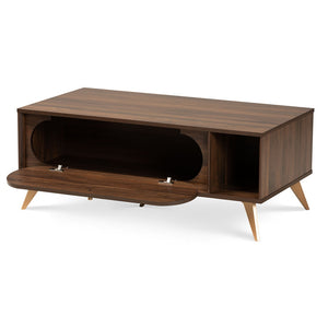 Baxton Studio Baxton Studio Edel Mid-Century Coffee Table - Walnut Brown with Gold Accents & Versatile Storage Solutions LV12CFT12140WI-Columbia/Gold-CT