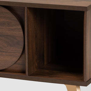 Baxton Studio Baxton Studio Edel Mid-Century Coffee Table - Walnut Brown with Gold Accents & Versatile Storage Solutions LV12CFT12140WI-Columbia/Gold-CT