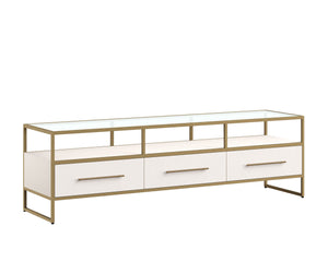 Venice Media Console and Cabinet - Oyster Shagreen 109595 Sunpan