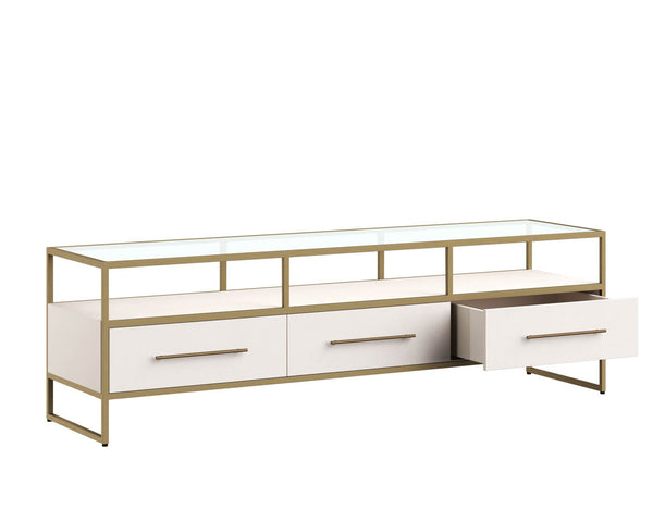 Venice Media Console and Cabinet - Oyster Shagreen 109595 Sunpan