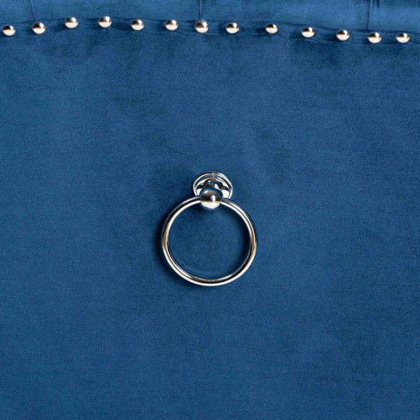 Baxton Studio Baxton Studio Lamont Navy Velvet Wingback Dining Chair with Button Tufting & Silver Accents WS-W158-Navy Blue Velvet/Espresso-DC