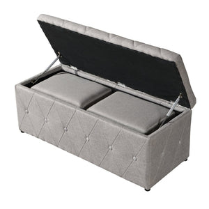 English Elm 1 Set of Two Linen Upholstered Rectangular Storage Ottomans for Bedroom Living Room W2297P455290