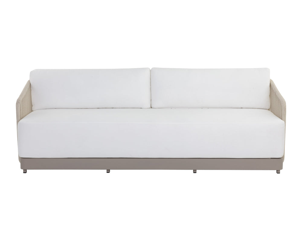 Sunpan Allariz Outdoor Sofa with Rope Weave Texture and Powder-Coated Aluminum Patio Frame 109652V