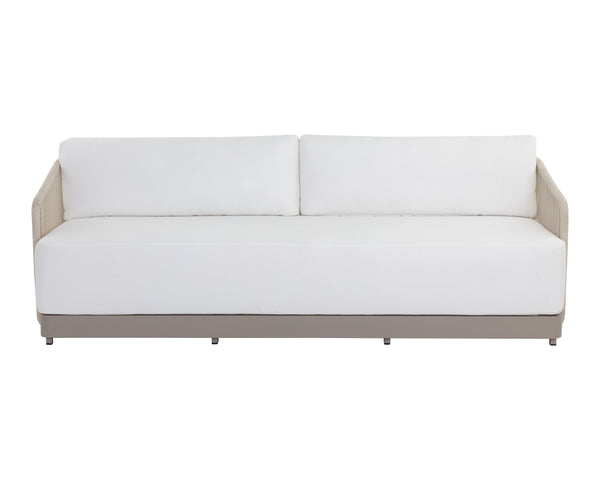 Sunpan Allariz Outdoor Sofa with Rope Weave Texture and Powder-Coated Aluminum Patio Frame 109652V
