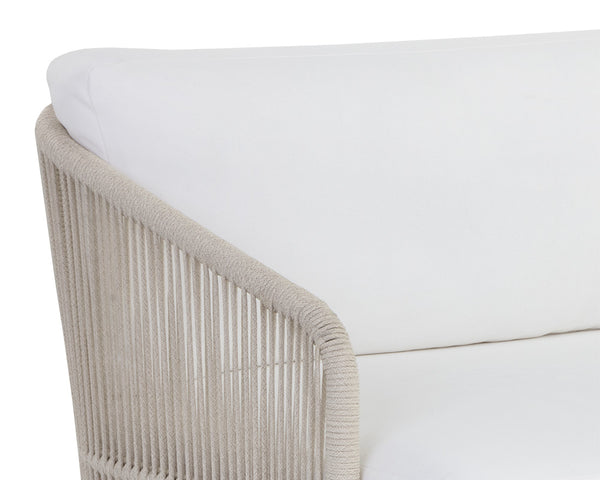 Sunpan Allariz Outdoor Sofa with Rope Weave Texture and Powder-Coated Aluminum Patio Frame 109652V