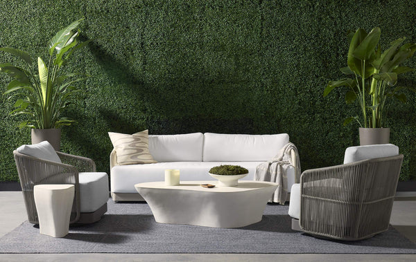 Sunpan Allariz Outdoor Sofa with Rope Weave Texture and Powder-Coated Aluminum Patio Frame 109652V