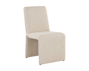 Sunpan Cascata Sculptural Linen Upholstered Dining Chair with Curved Silhouette for Modern Rooms 109692V