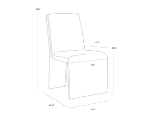 Sunpan Cascata Sculptural Linen Upholstered Dining Chair with Curved Silhouette for Modern Rooms 109692V