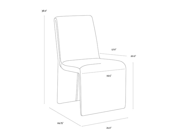 Sunpan Cascata Sculptural Linen Upholstered Dining Chair with Curved Silhouette for Modern Rooms 109692V