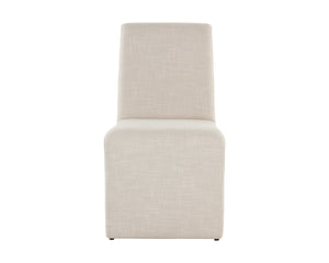 Sunpan Cascata Sculptural Linen Upholstered Dining Chair with Curved Silhouette for Modern Rooms 109692V