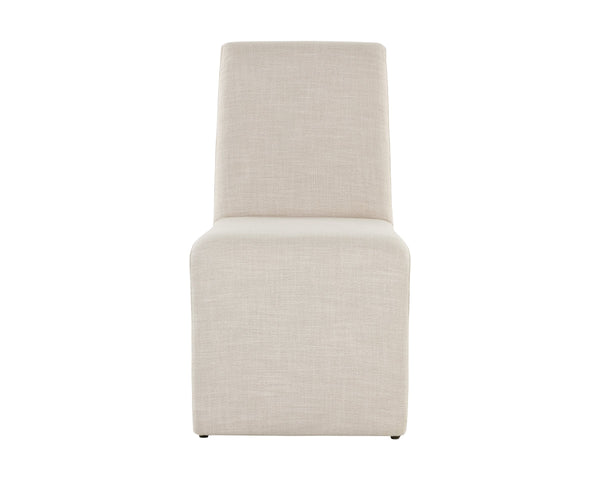 Sunpan Cascata Sculptural Linen Upholstered Dining Chair with Curved Silhouette for Modern Rooms 109692V