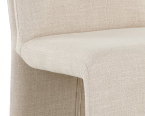 Sunpan Cascata Sculptural Linen Upholstered Dining Chair with Curved Silhouette for Modern Rooms 109692V