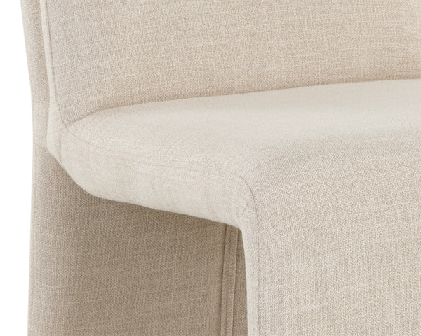 Sunpan Cascata Sculptural Linen Upholstered Dining Chair with Curved Silhouette for Modern Rooms 109692V