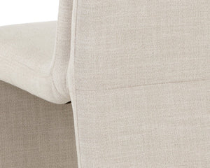 Sunpan Cascata Sculptural Linen Upholstered Dining Chair with Curved Silhouette for Modern Rooms 109692V
