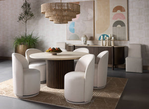 Sunpan Cascata Sculptural Linen Upholstered Dining Chair with Curved Silhouette for Modern Rooms 109692V