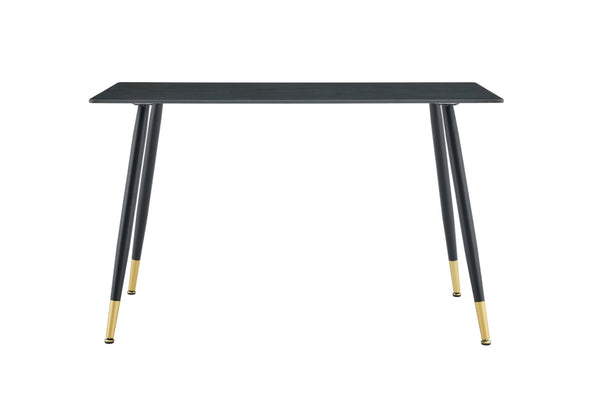 English Elm Modern Sintered Stone Rectangular Dining Table with Metal Legs for Four Seats Dark Gray W3493S00014