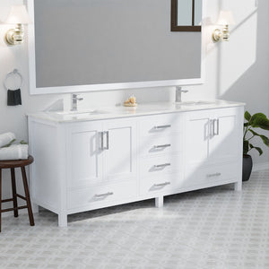 English Elm White Double Bath Vanity With Luxurious Carrara Marble Top - Elegant Storage & Soft-Close Design B2731P258965-GIGA