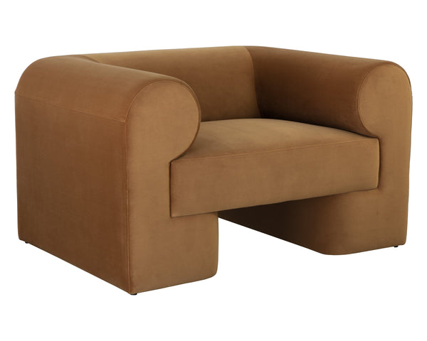 Sunpan Ionic Sculptural Accent Chair Curved Wraparound Arms Upholstered Living Room Seating 109732