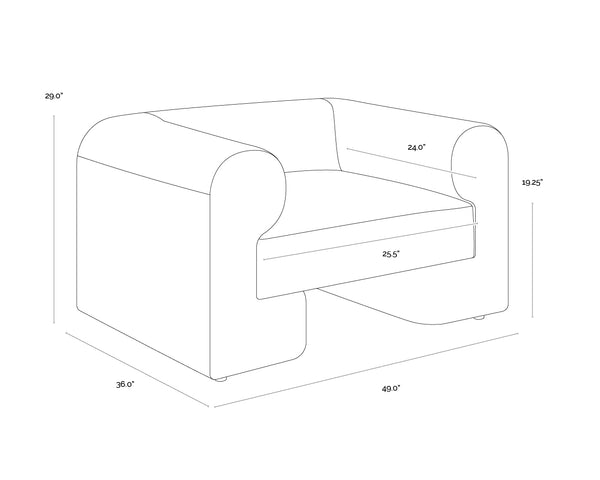 Sunpan Ionic Sculptural Accent Chair Curved Wraparound Arms Upholstered Living Room Seating 109732