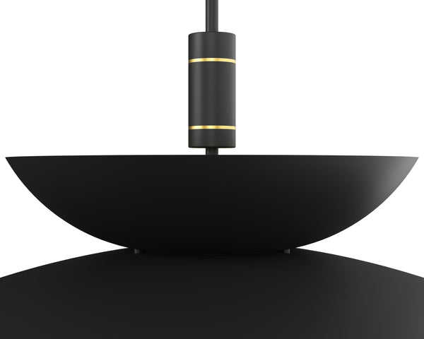 Sunpan Timea Handcrafted Tiered Dome Pendant Matte Black Brass Artisan Dining Entryway Light 109751