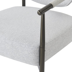 English Elm Modern Upholstered Armchair Set Two Beige Cushioned Seats with Bronze Iron Legs N762P329075A