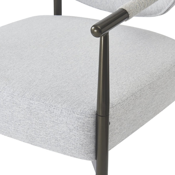 English Elm Modern Upholstered Armchair Set Two Beige Cushioned Seats with Bronze Iron Legs N762P329075A