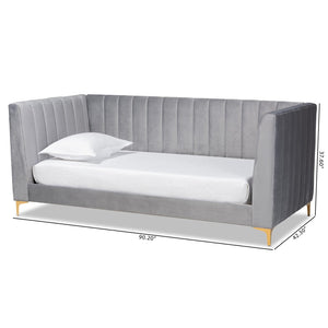 Baxton Studio Baxton Studio Oksana Luxe Velvet Upholstered Daybed with Gold Accents for Modern Glam Living Spaces Twin CF0344-Light Grey Daybed-Twin